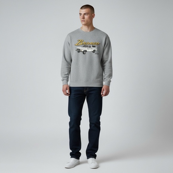 Ford Official Bronco Gray and Yellow Crewneck Sweatshirt large Vintage - Picture 3 of 8